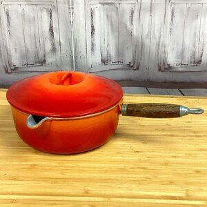 Vintage LeCreuset Flame Orange #22 Enamel Sauce Pan
